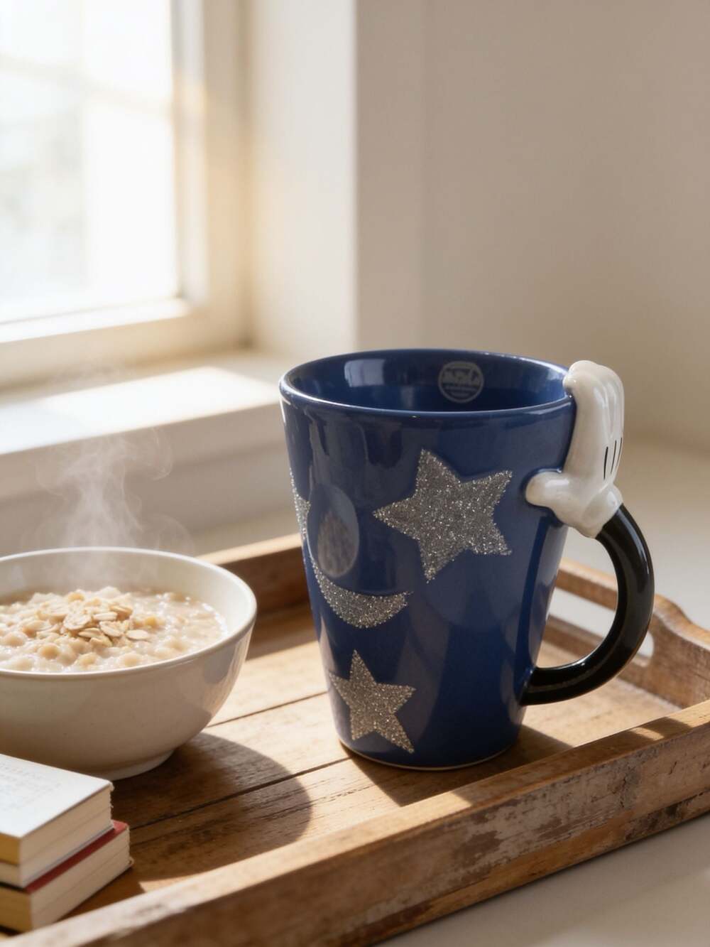 Disney Parks 2013 Sorcerer Mickey Mouse Blue Glitter Stars Moon Coffee Mug Handl